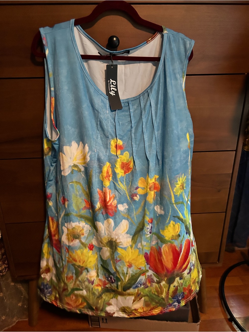 Lily Blue Floral Sleeveless Tunic